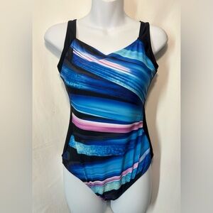 Amazon Blue and Pink Striped Swimsuit new no tags #A2